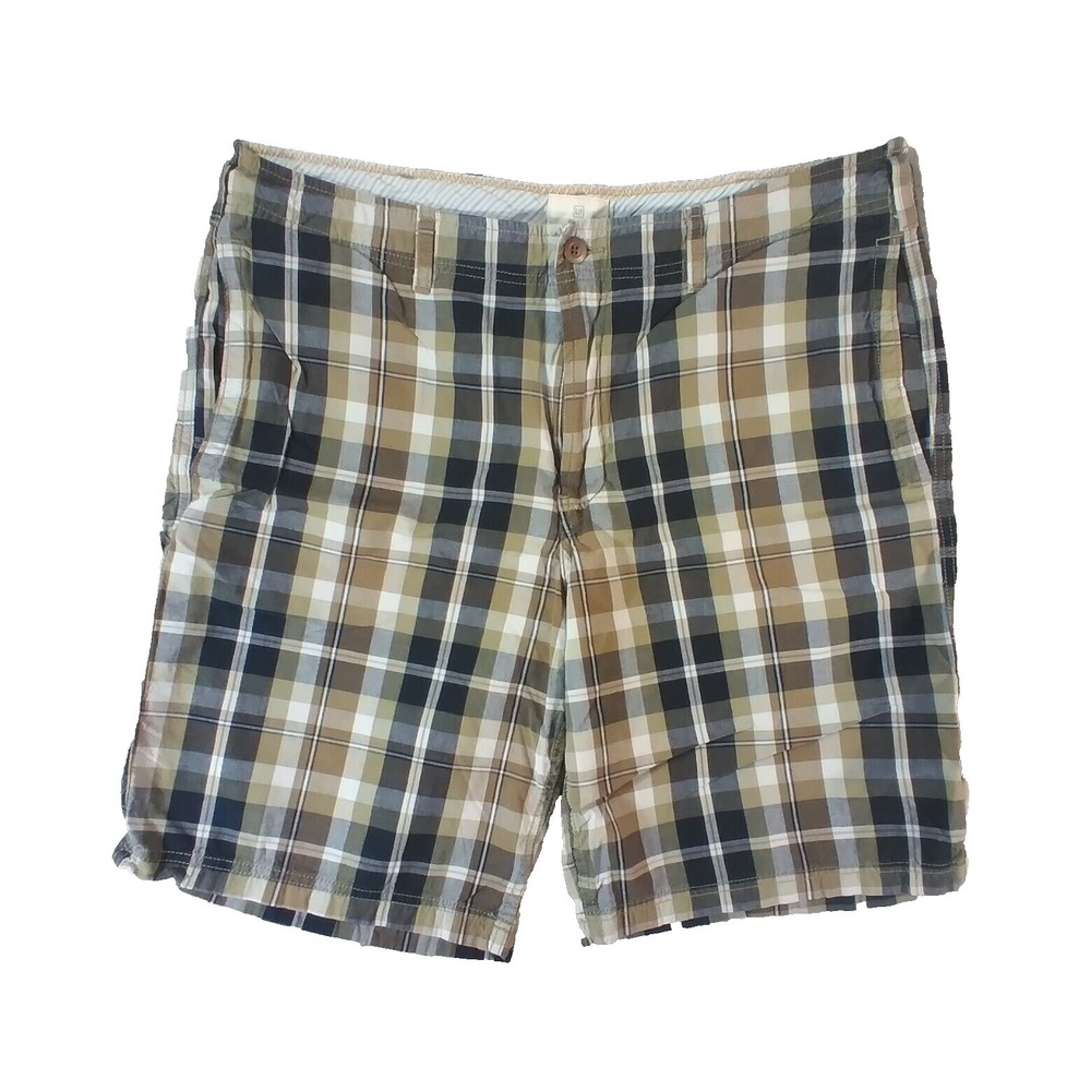 Gap Bermuda shorts men's 38 x 10 blue plaid lightweight cotton